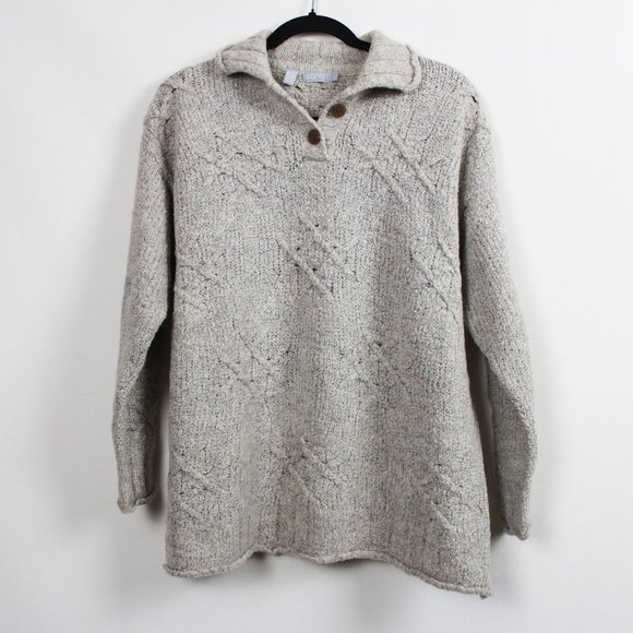 Esprit Oatmeal Textured Collar Sweater - Picture 13 of 14